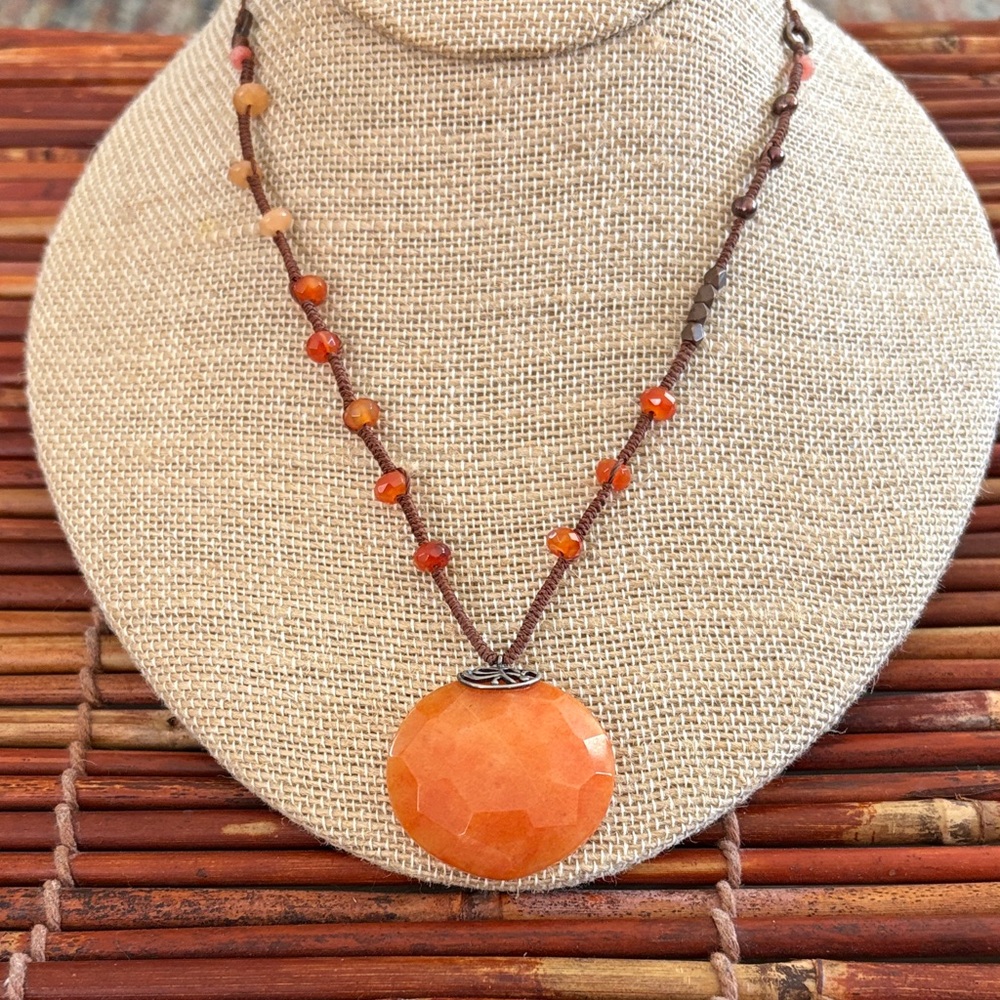 Silpada Vibrant Orange Pendant Necklace 18”